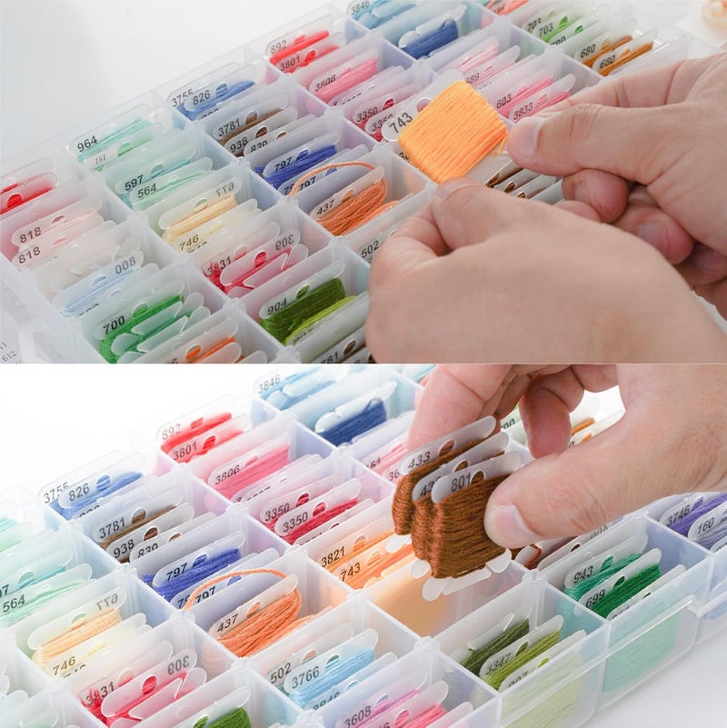 Rumhut 2 Pack Embroidery Floss Organizer with 216 Pcs Embroidery Floss, Floss Windern and Floss Number Stickers for Craft DIY Embroidery Sewing Storage - Image 4